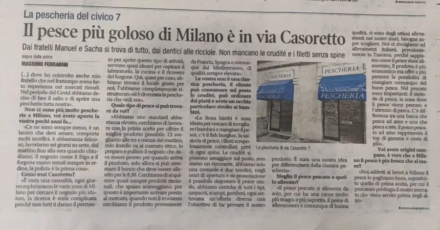 La Pescheria di Casoretto ripresa da un articolo di stampa